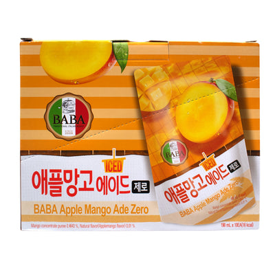 BABA Apple Mango Ade — Apple Mango Ade Zero Calorie Drink — carton shown with the pouch