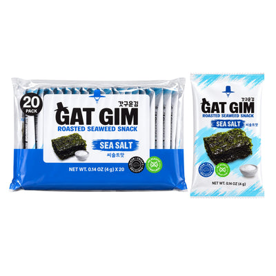 Gatgim — Sea Salt — 20-pack bag beside a single 4 g pack