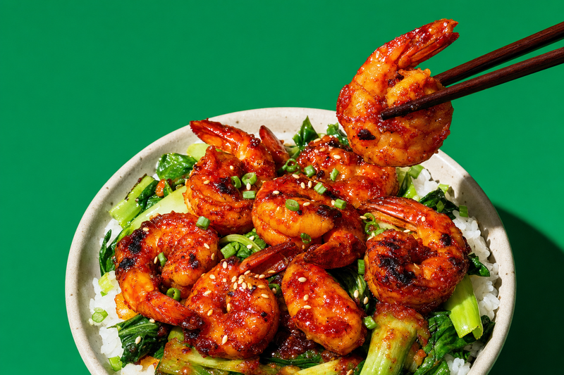 Red Pepper Paste Shrimp over Rice