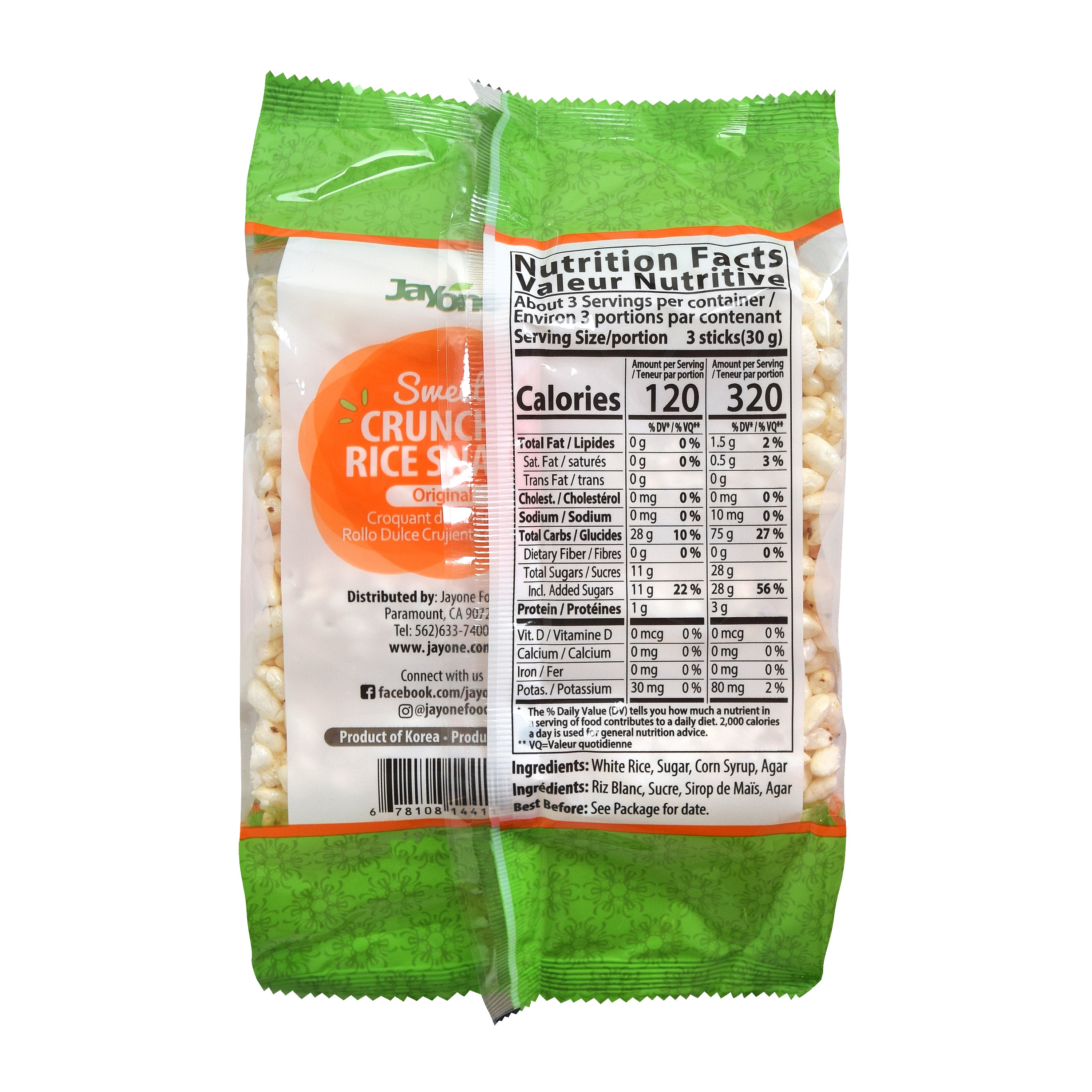 Crunchy Rice Snack — Original – Back