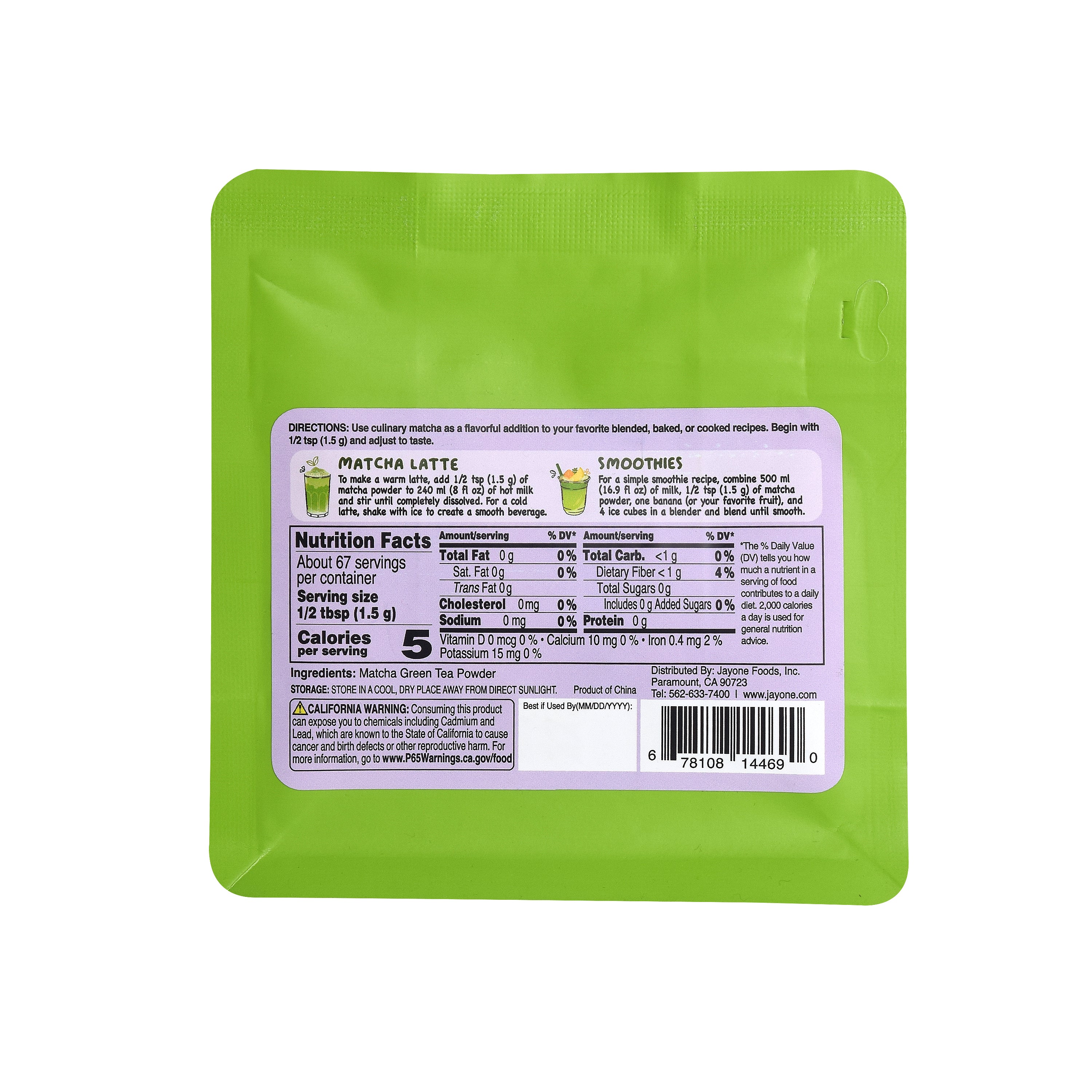 Matcha Powder — Matcha Green Tea Powder – Back