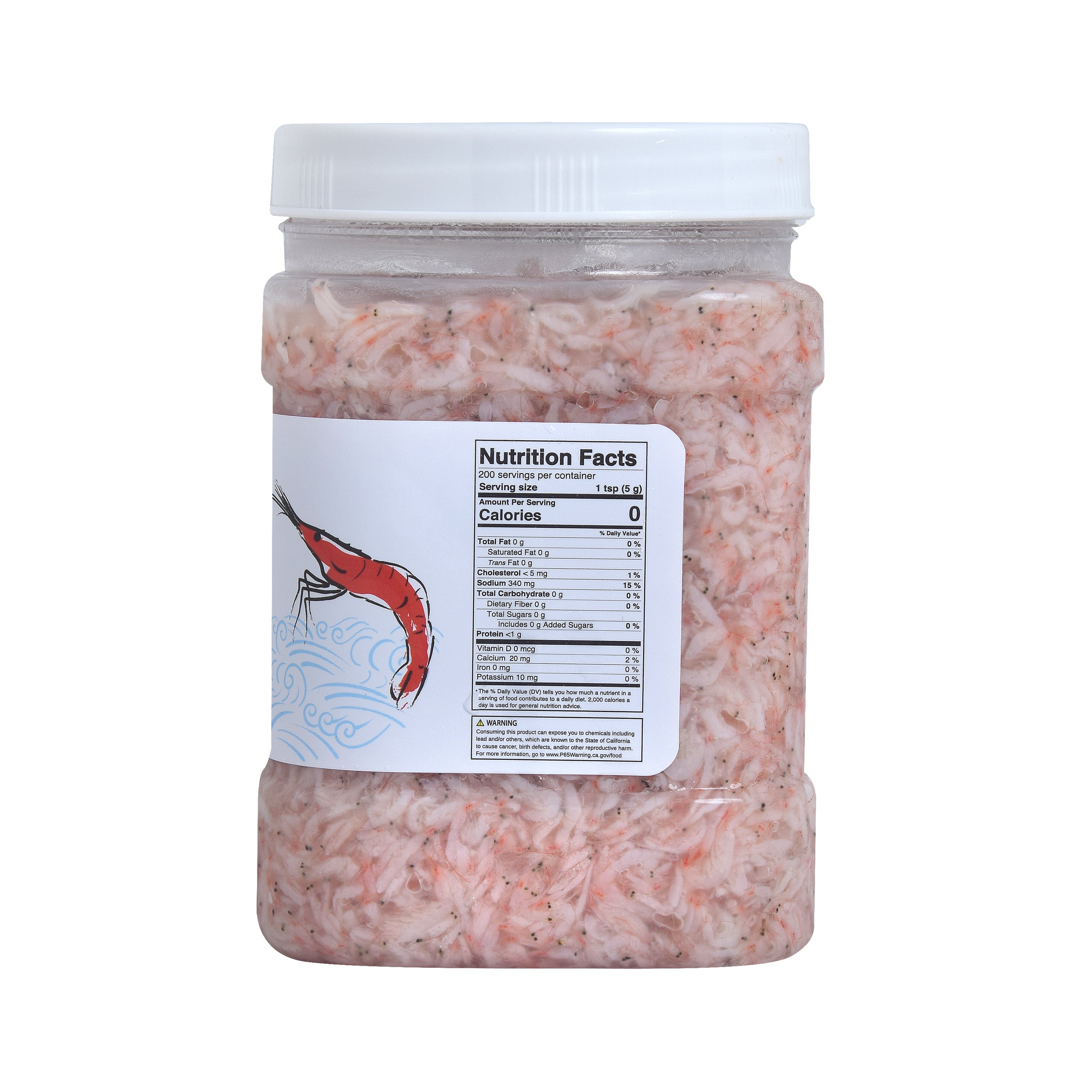Saeujeot — Salted Fermented Freshwater Krill — jar showing the Nutrition Facts label
