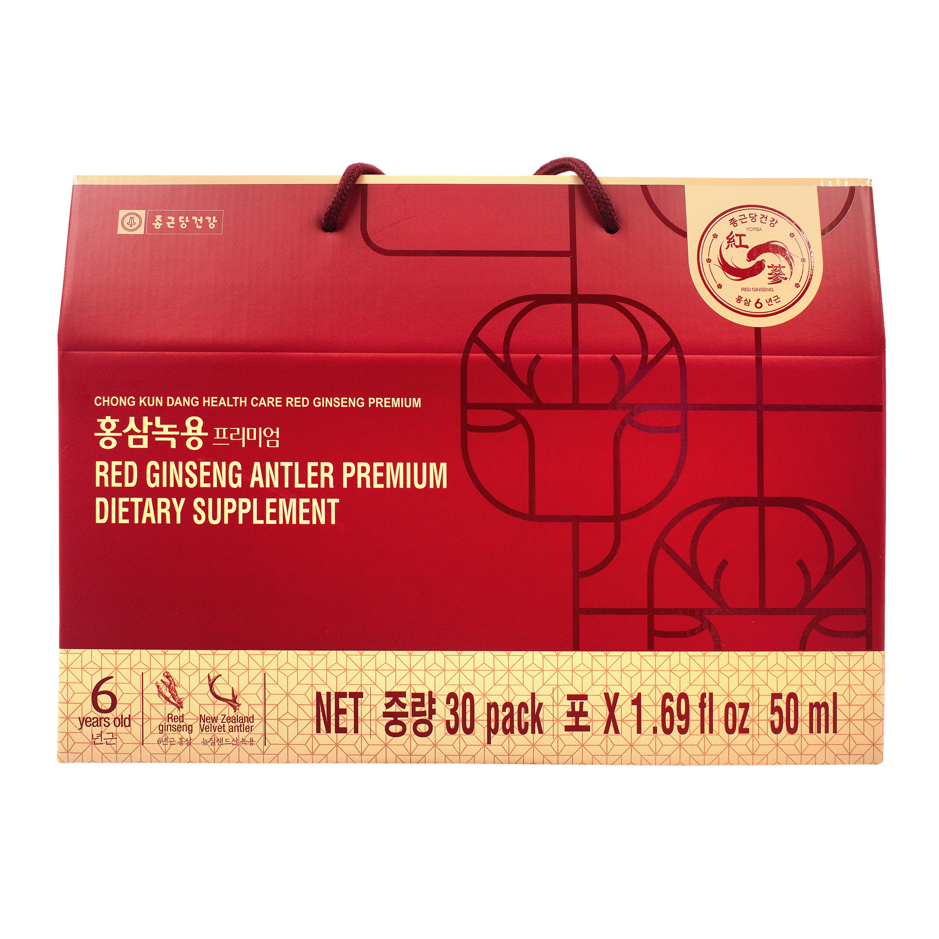 Red Ginseng & Antler Drink — Premium red ginseng and deer antler health drink shots – Front