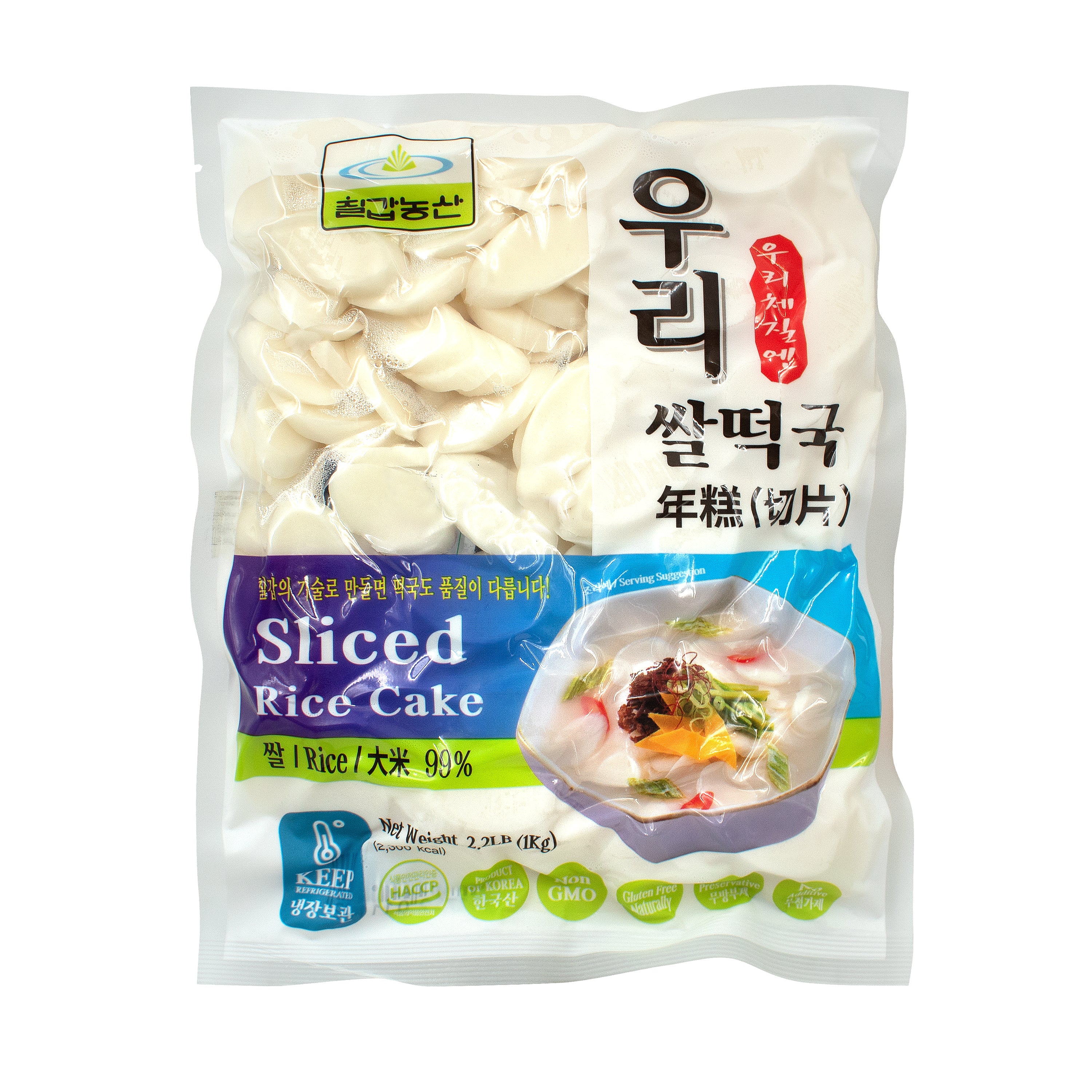 Tteokguk Tteok — Fresh Sliced Rice Cake for Soup — front of the 1 kg pack