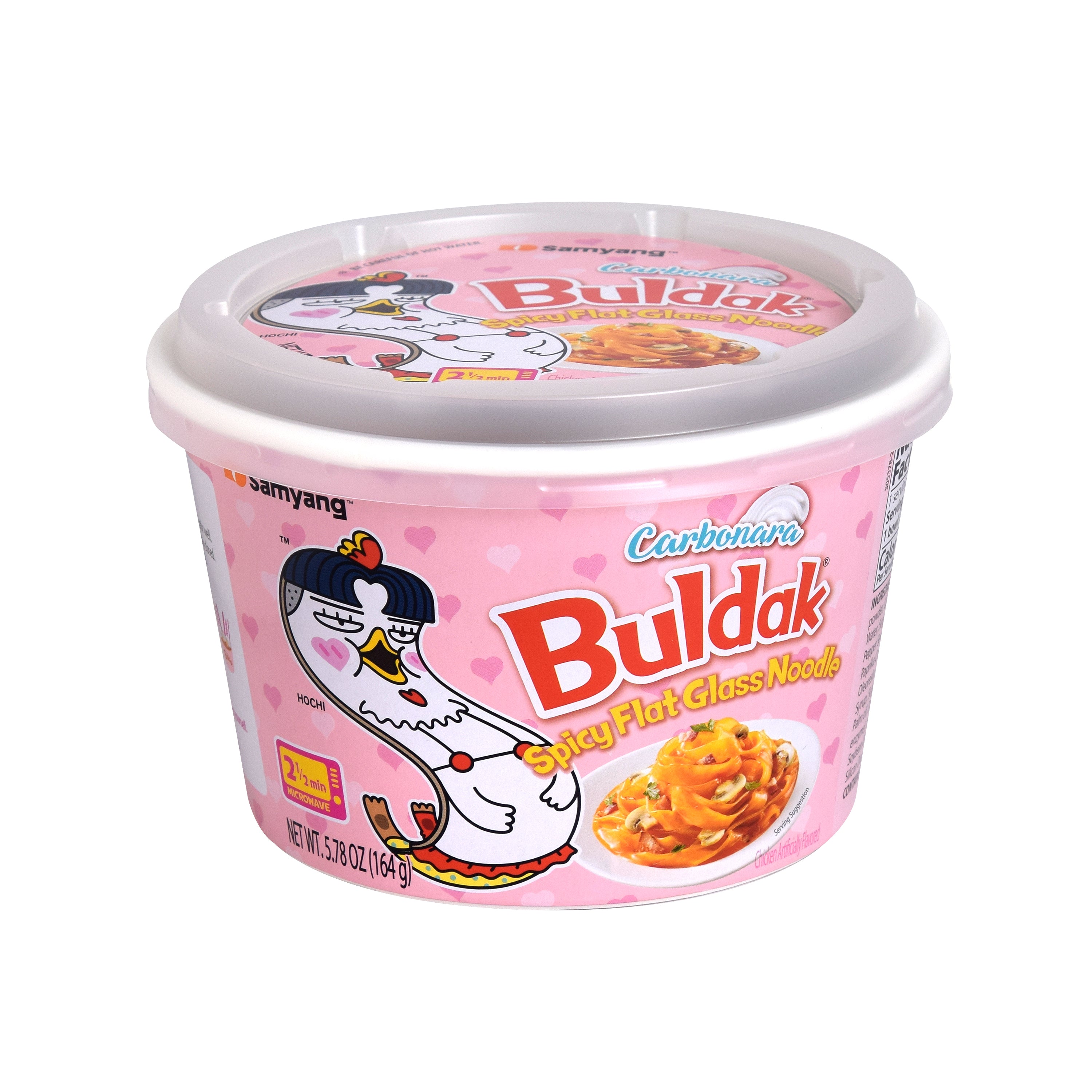 Buldak Dangmyeon — Carbonara — front of the bowl