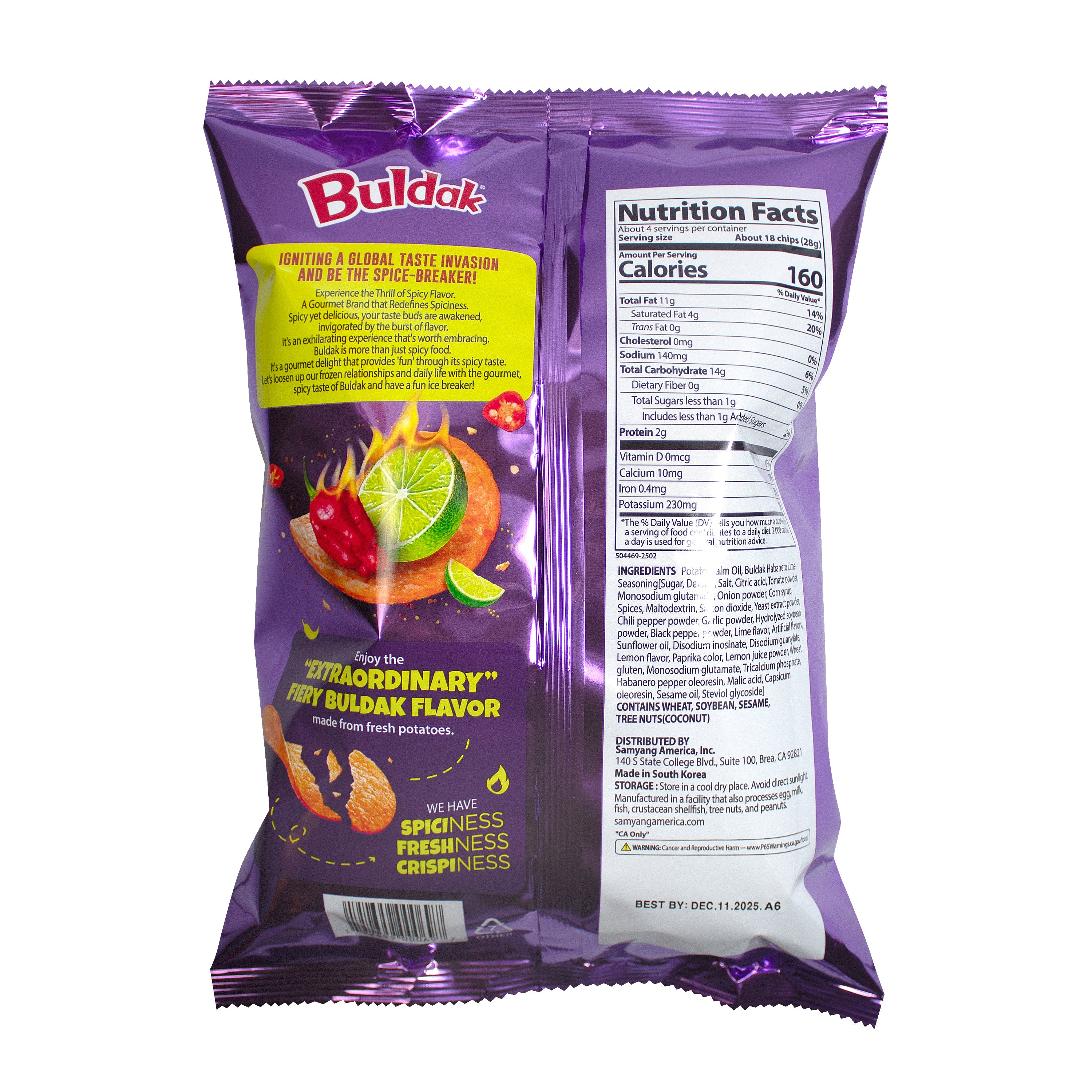Buldak Potato Chips — Habanero Lime – Back