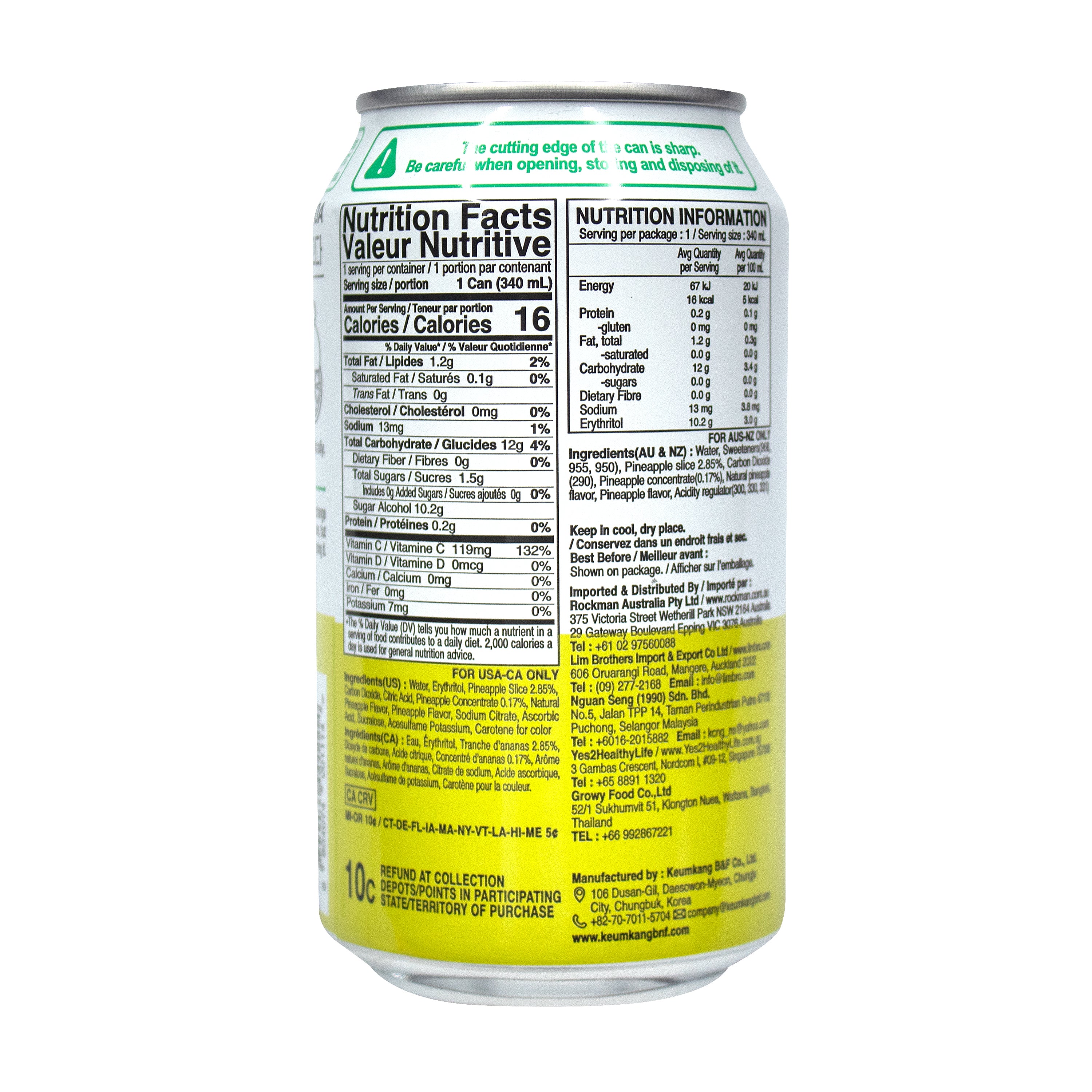 Pineapple Slice Soda — Sparkling pineapple flavored soda drink – Back