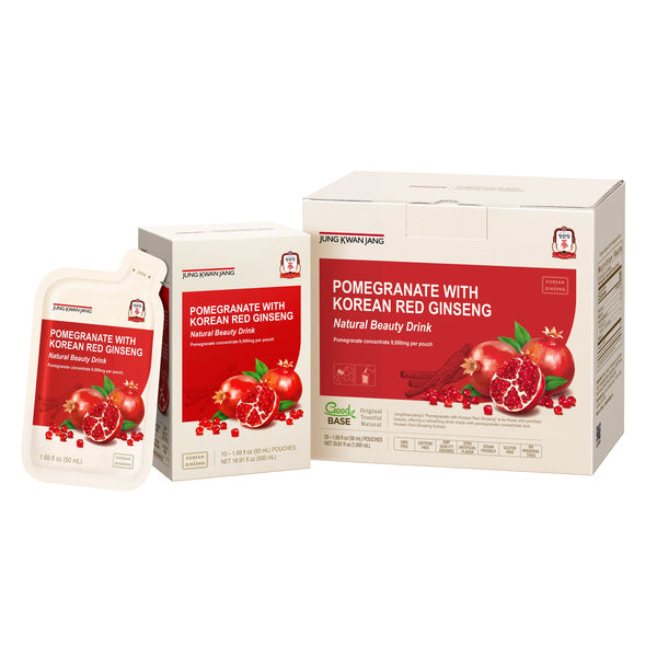 Pomegranate with Red Ginseng — Pomegranate and red ginseng health drink shots – Front