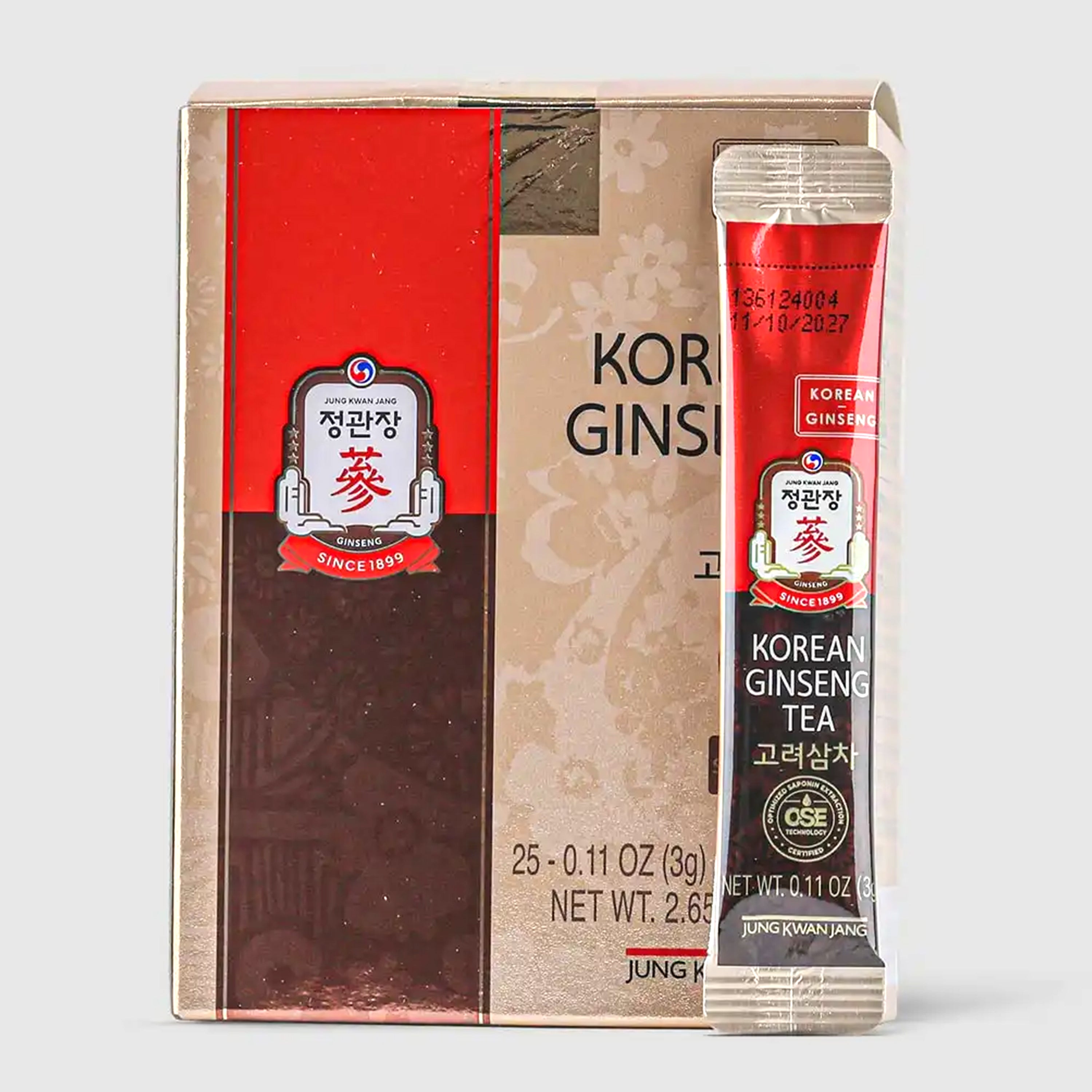 Korean Ginseng Tea — Korean ginseng tea bags — box shown with a stick