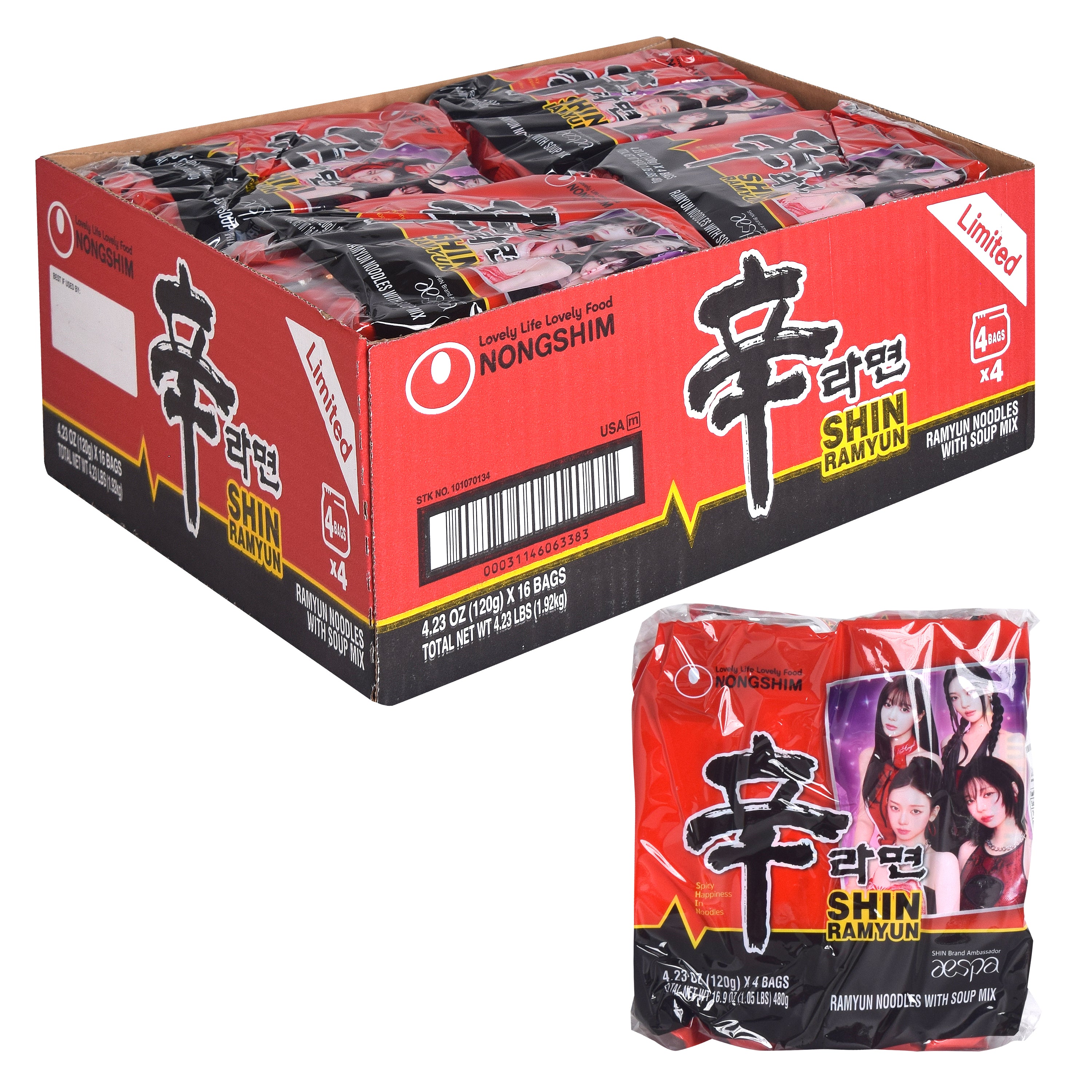 Shin Ramyun — Original Multipack — wholesale case shown with one multipack