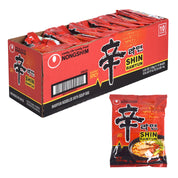 Shin Ramyun — Spicy Korean Instant Noodle Soup, Original — wholesale case shown with one pack