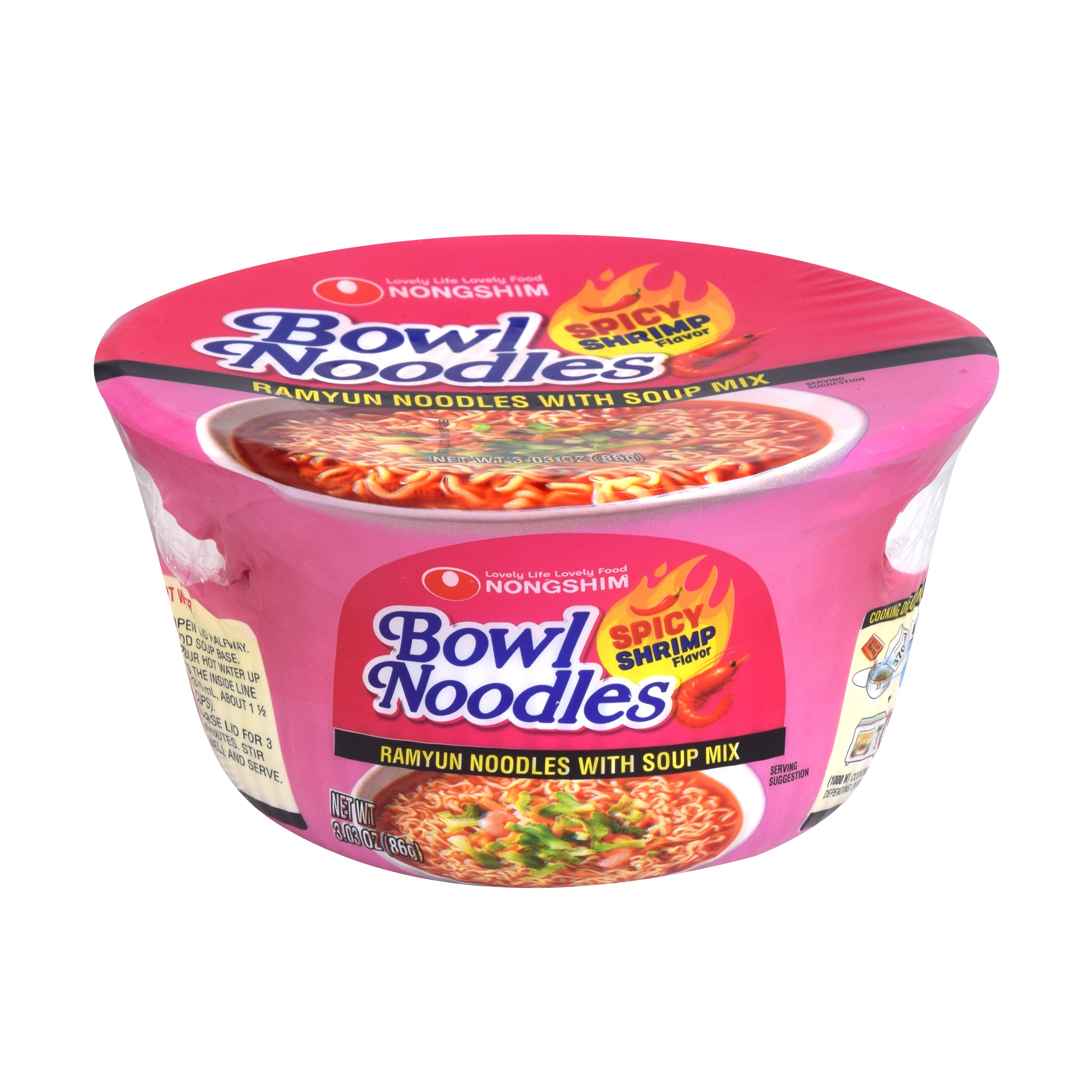 Bowl Noodle — Spicy Shrimp — front of the bowl
