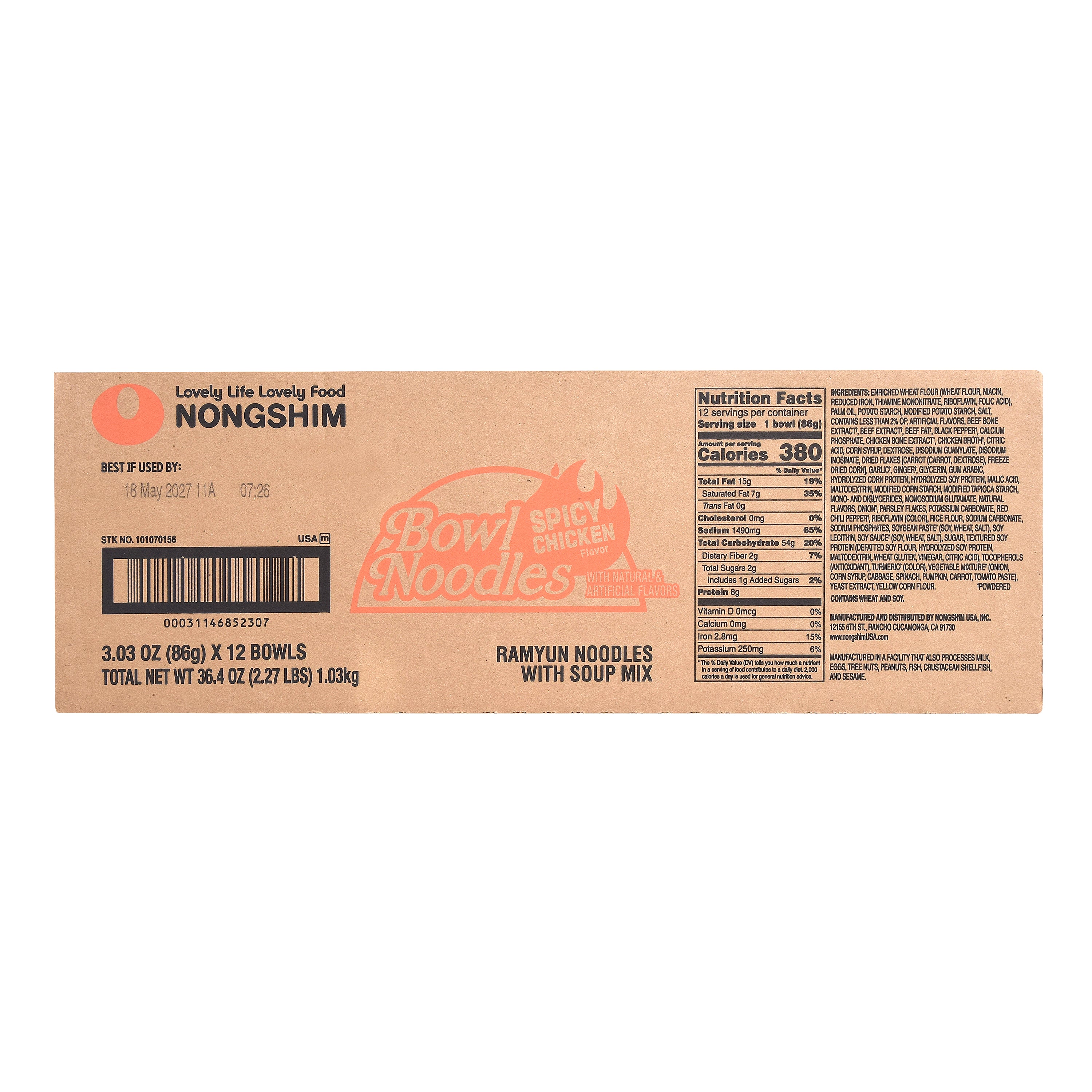 Bowl Noodle — Spicy Chicken — case panel with Nutrition Facts