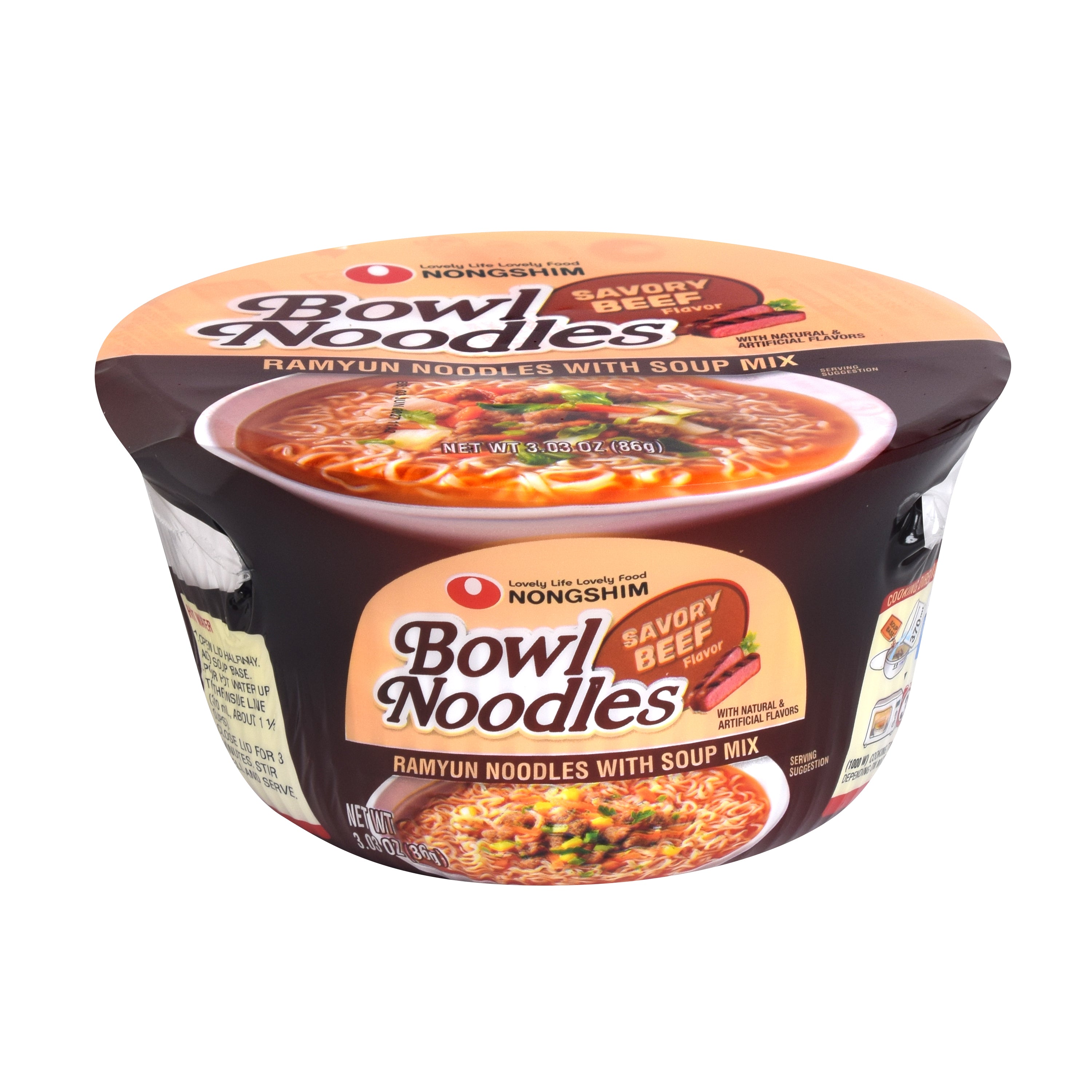 Bowl Noodle — Savory Beef — front of the bowl