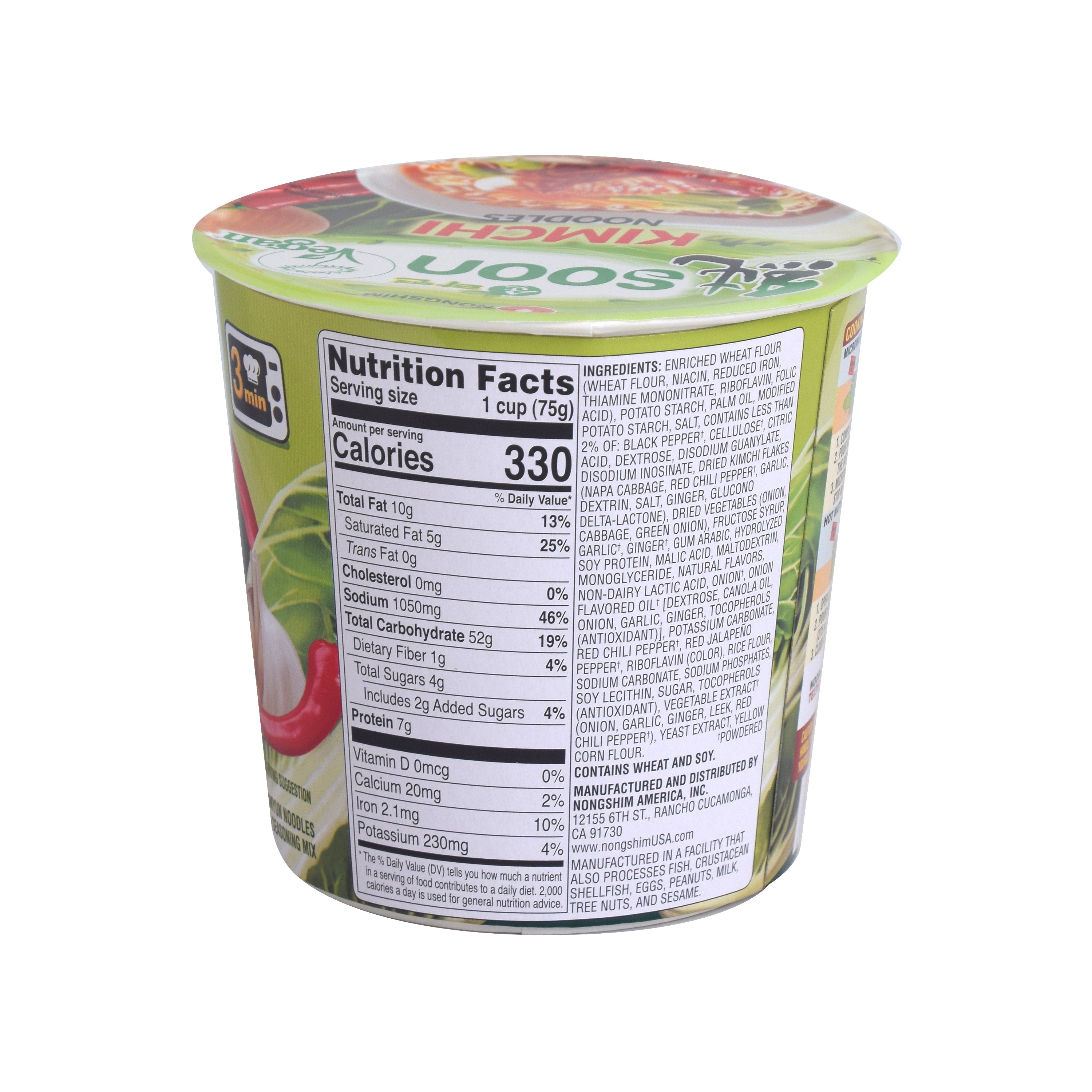 Cup Noodle-Soon Kimchi/6P — cup showing the Nutrition Facts panel