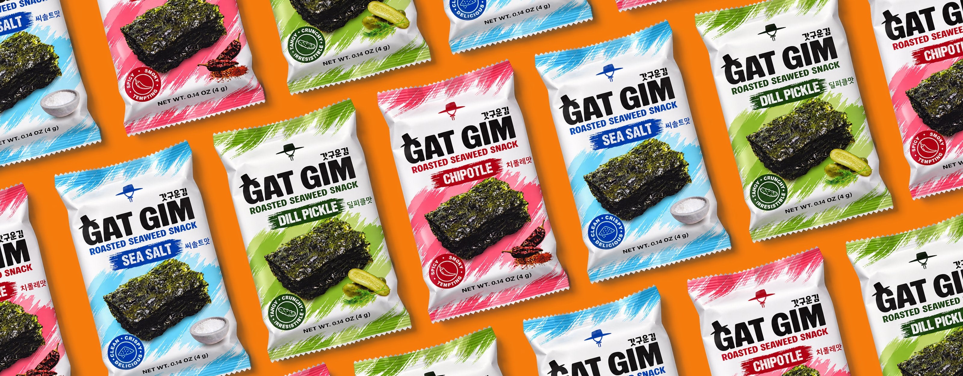 Gat Gim roasted seaweed snack packs in Sea Salt, Dill Pickle and Chipotle