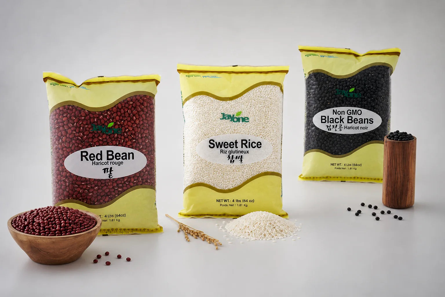 Jayone Red Bean, Sweet Rice, and Non-GMO Black Beans