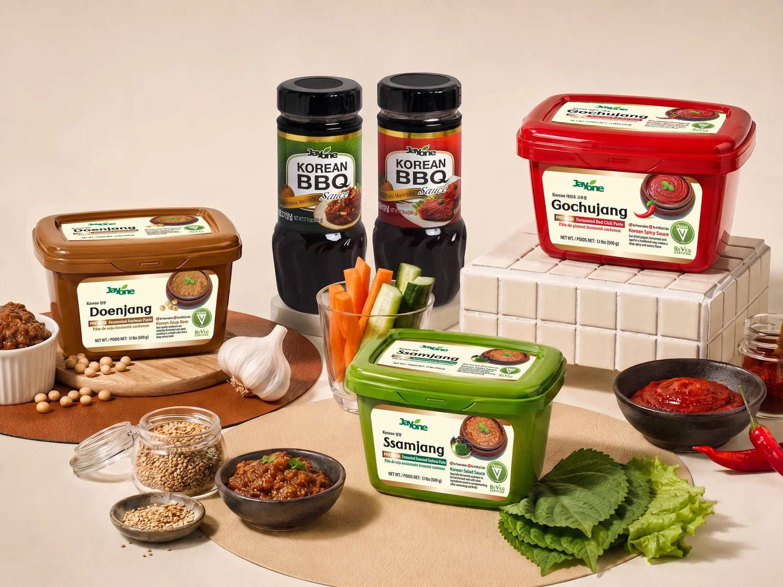 Jayone Korean sauces & pastes — Gochujang, Doenjang, Ssamjang, Korean BBQ