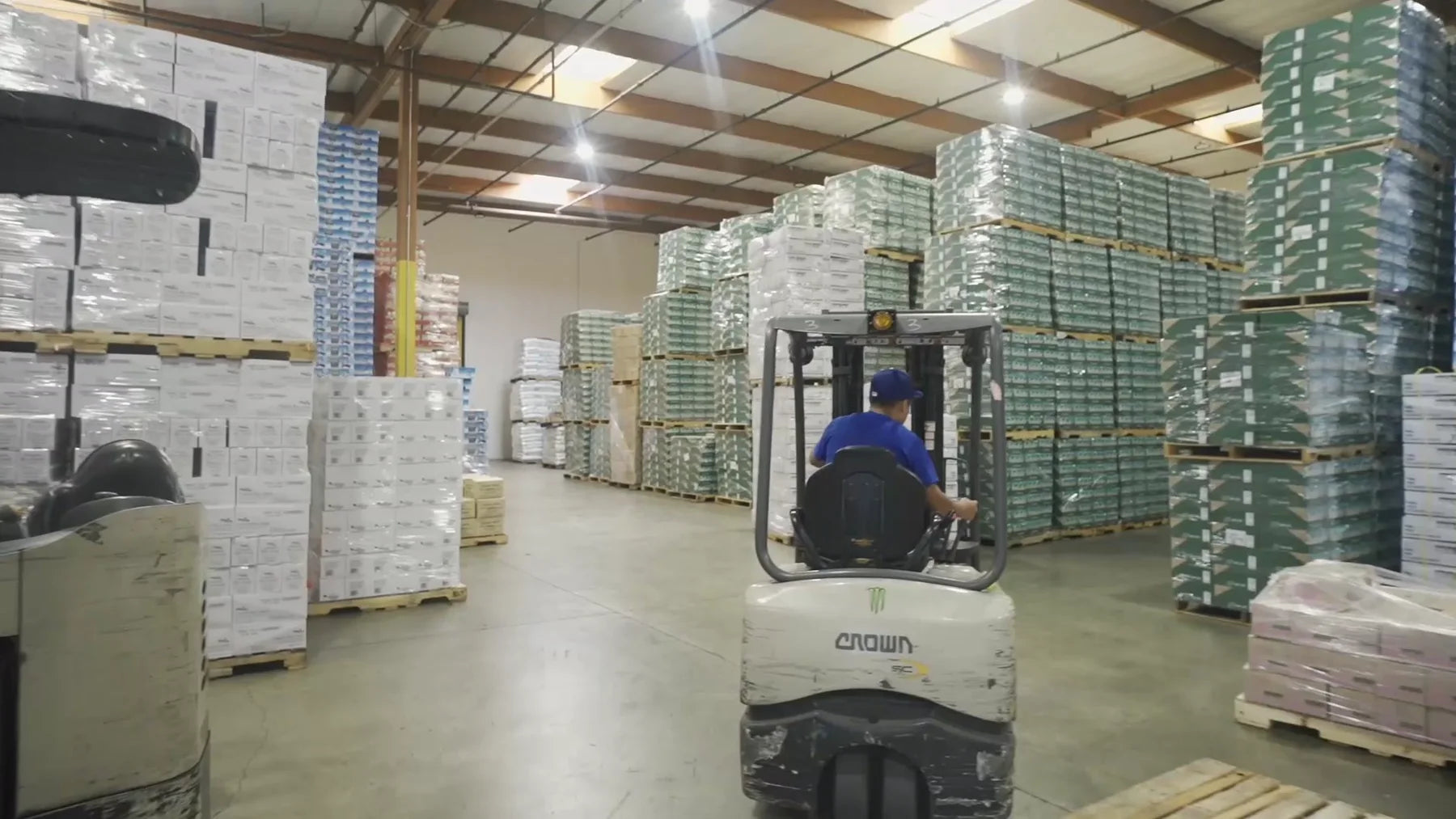 Jayone Foods warehouse with pallets of product ready for distribution